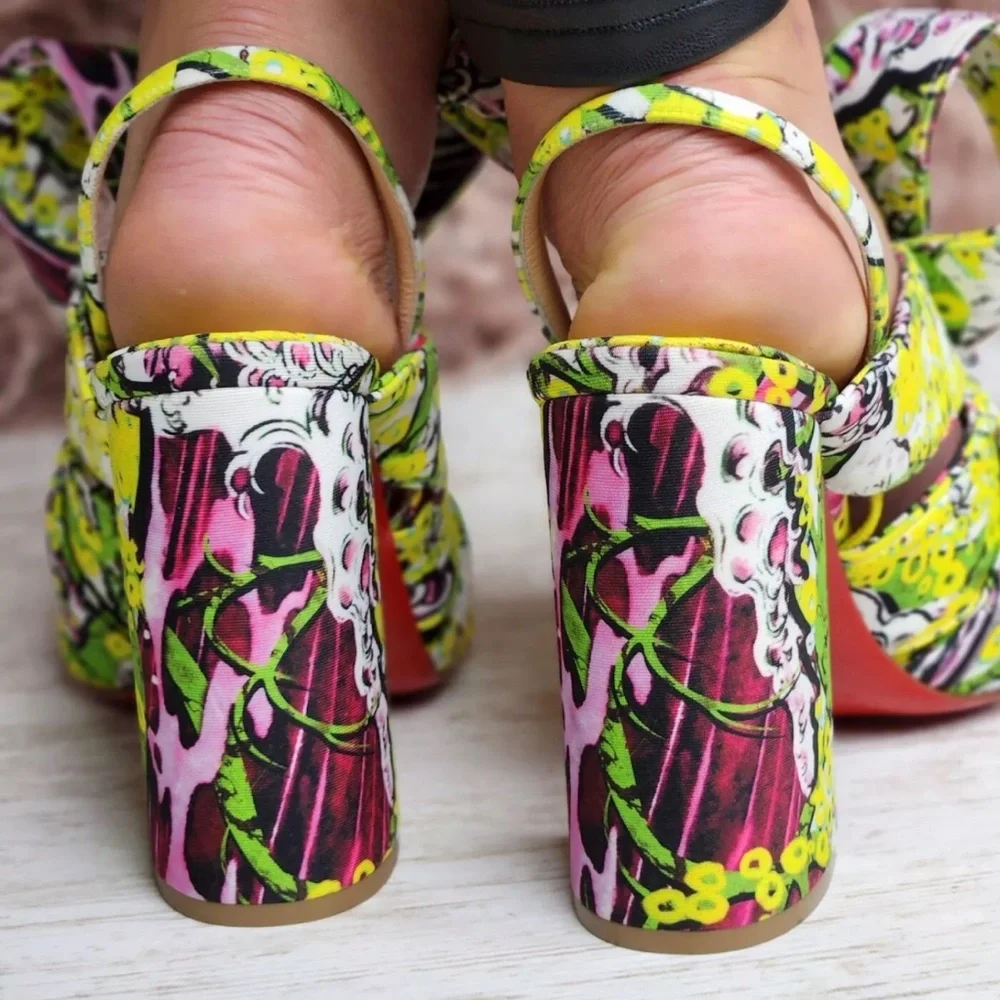 Vibrant Patterned Strappy Sandals - Picture 4 of 12